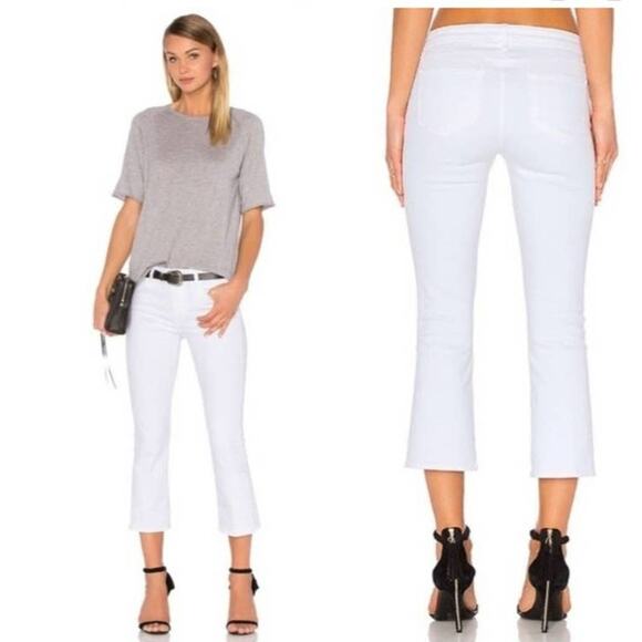 L'Agence Charlotte Mid Rise Cropped Flare White Jeans Size 26NWT